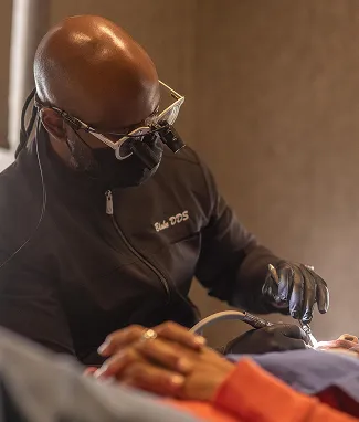 Dental professional providing patient care